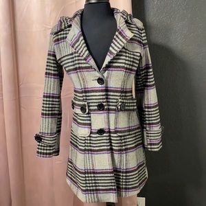 Wool jacket pea coat hooded trench coat